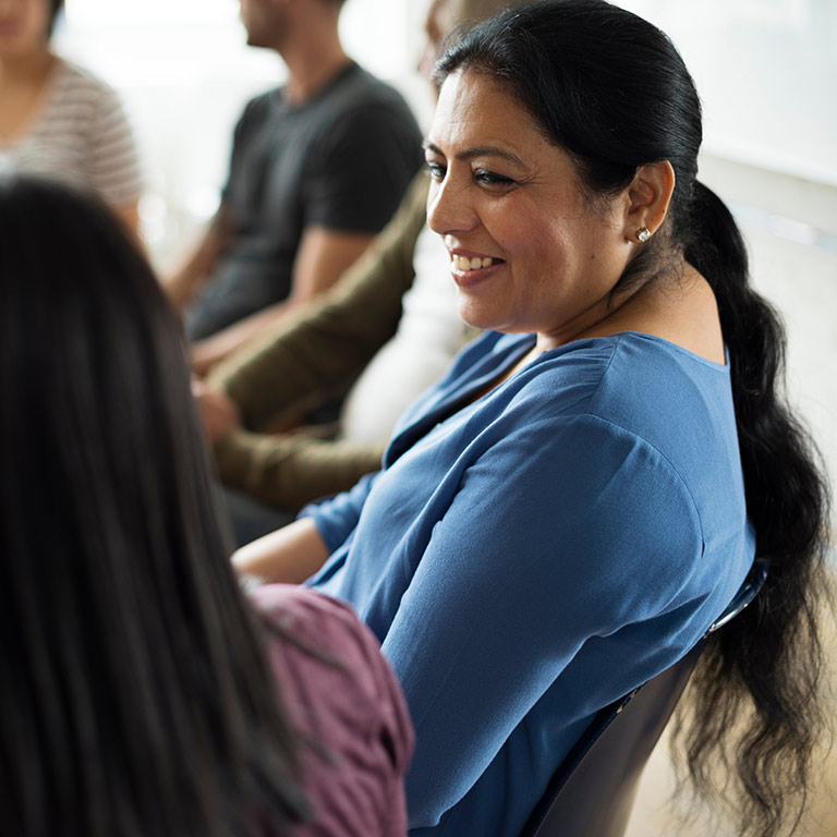 bcss british columbia schizophrenia society person happily discussing careers