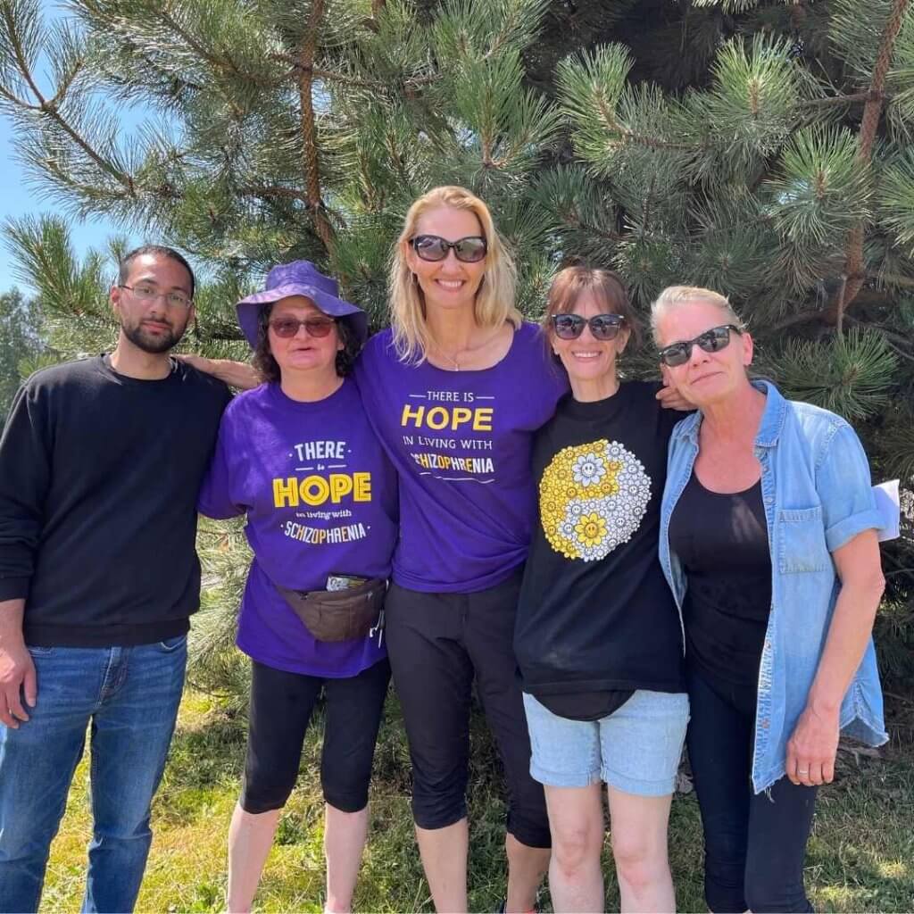 Faydra with Cathy and others at the fundraiser softball tournament